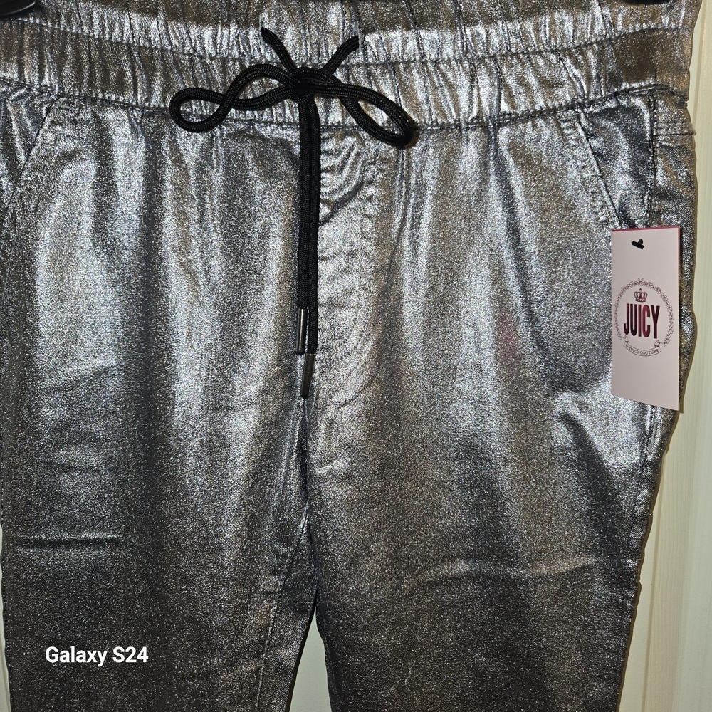 Juicy Couture Silver Comfy Elastic Waist Drawstring Jogger Pants Sz 2. - Picture 6 of 11